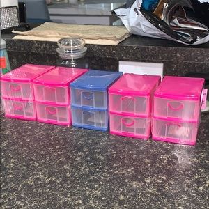 Mini storage organizers pink and blue